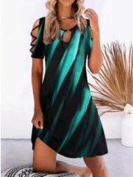 Women's Dresses Printed Off-Shoulder Short Sleeve Dress - Image 2