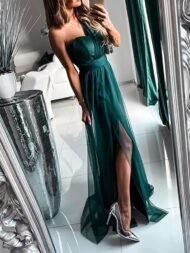 Women's Dresses One-Shoulder Mesh Sleeveless Evening Dress - Image 2