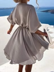Women's Dresses Loose V-Neck Short Sleeve Mini Dress - Image 6